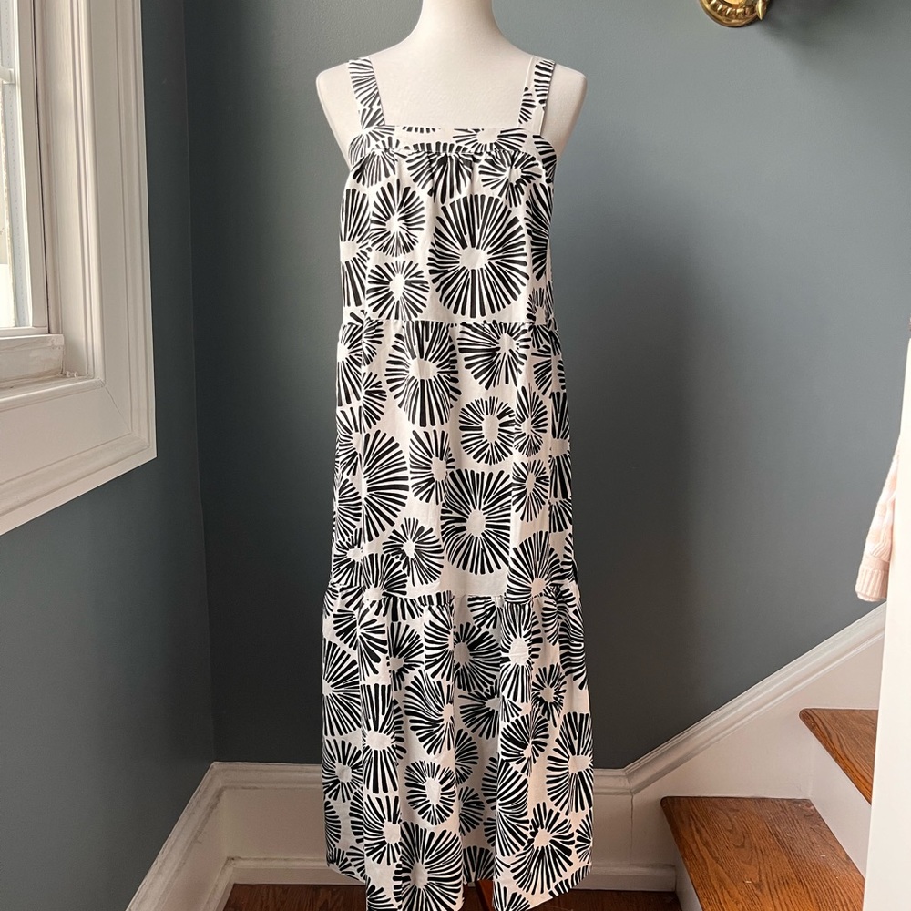 Firework Tiered Square Neck Midi Dress